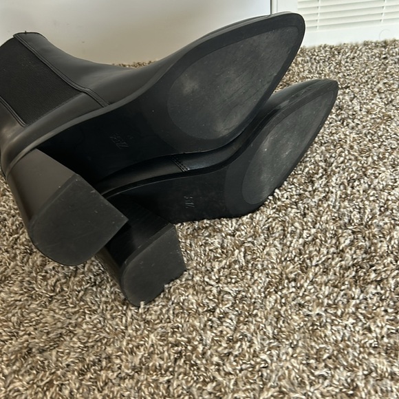 Zara Geometric Heel Pointed Ankle Boot Black - Picture 12 of 13